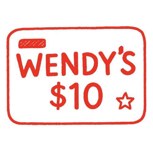 Wendy's gift card doodle, ten dollars